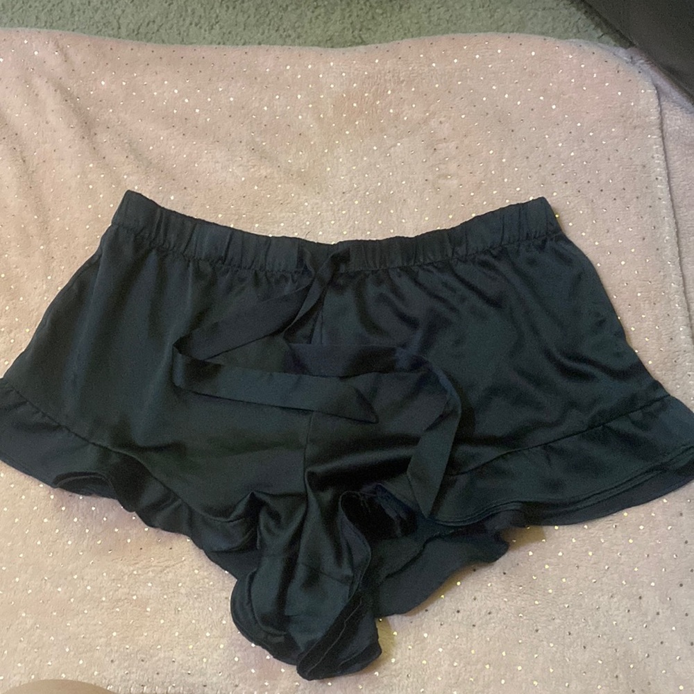 Black silk pajama shorts